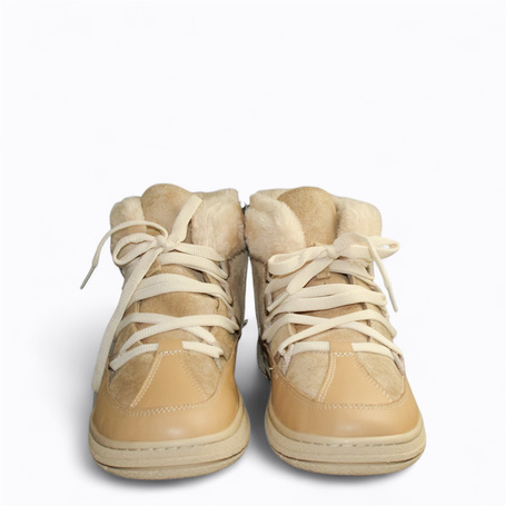 Renalia Beige Leather Women's Snow Boots