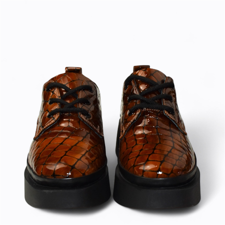 Skórzane rude półbuty damskie Noverin