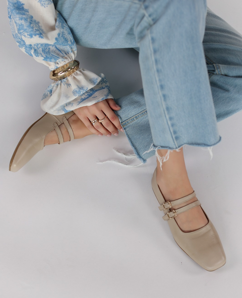 Albrika Women's Beige Leather Loafers