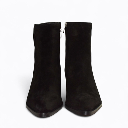 SKÓRZANE CZARNE BOTKI DAMSKIE ZAFRINA