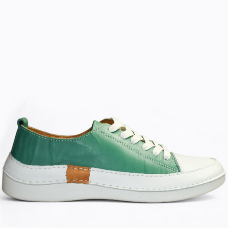 Skórzane zielone półbuty damskie Fenleri