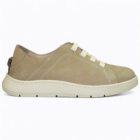 Nooria Beige Leather Women's Low-Cut Shoes