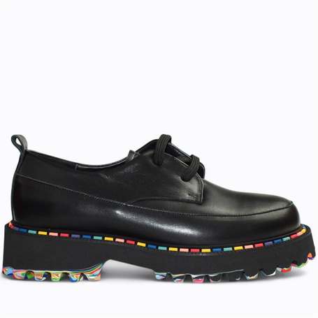Olimira Women's Black Leather Low-Top Shoes