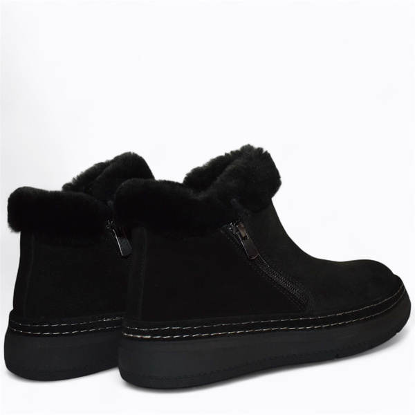 Rosalbi Women's Black Leather Ankle Boots