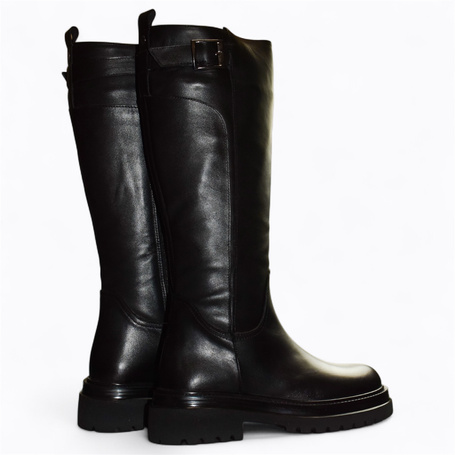 Galiria Women's Black Leather Knee-High Boots