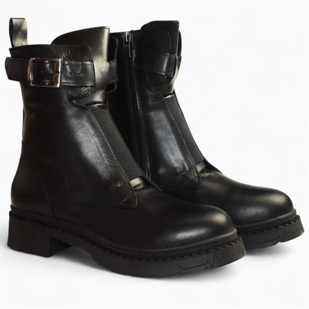 SKÓRZANE CZARNE BOTKI DAMSKIE NEGRETI