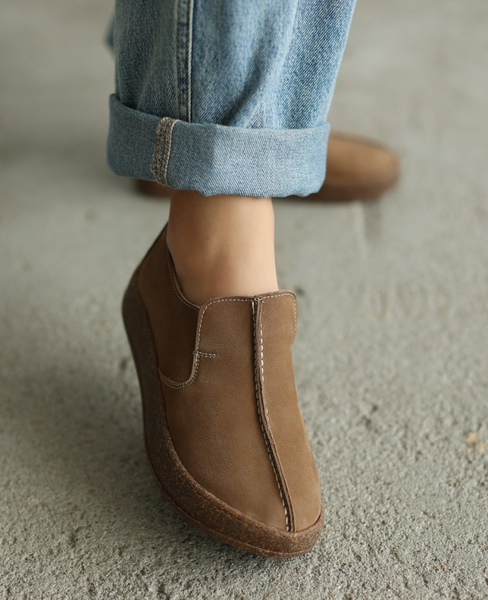 Teremis Beige Leather Women's Low-Cut Shoes