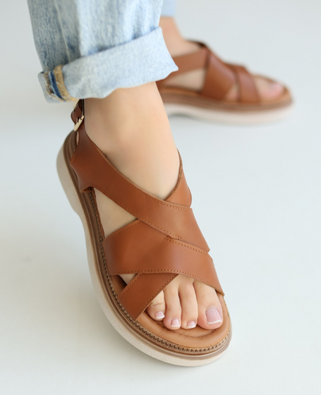 Rosvira Women's Red Leather Sandals