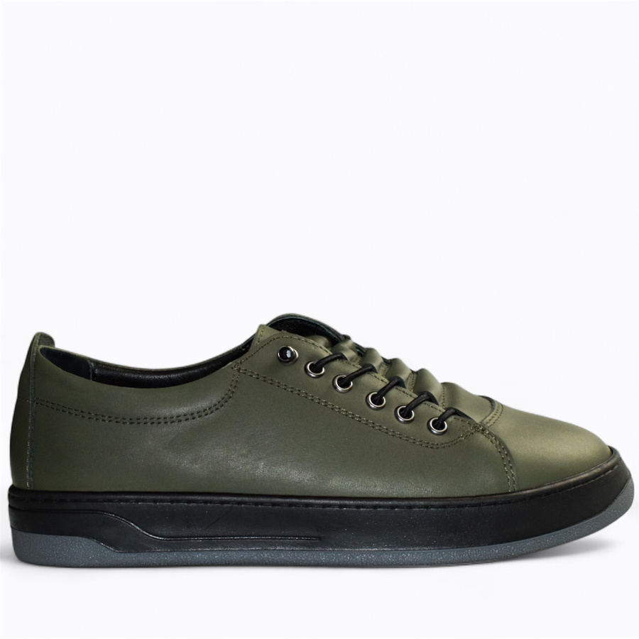 Skórzane oliwkowe sneakersy damskie Arestia