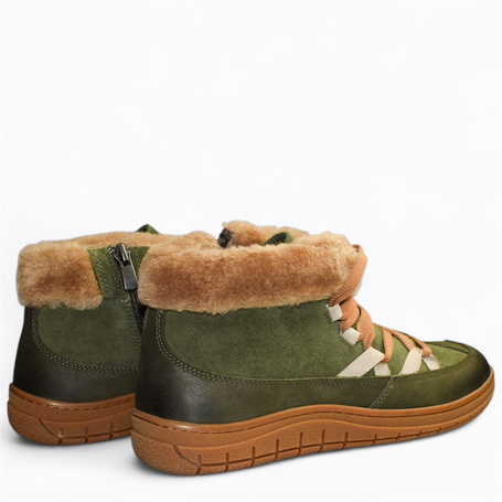 Renalia Women's Green Leather Snow Boots