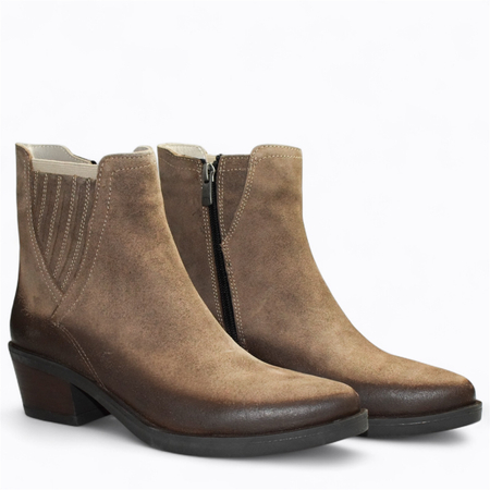 SKÓRZANE TAUPE KOWBOJKI DAMSKIE ELISARA