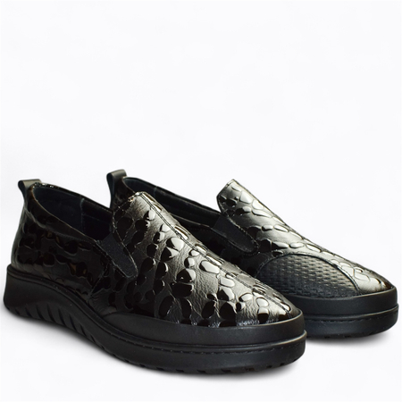 Skórzane czarne półbuty damskie Diomera