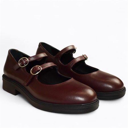 SKÓRZANE BORDOWE PÓŁBUTY DAMSKIE KIRELLA