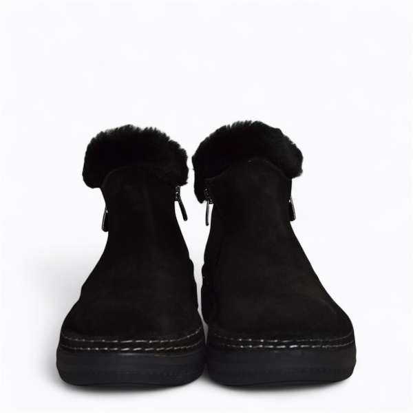 Rosalbi Women's Black Leather Ankle Boots