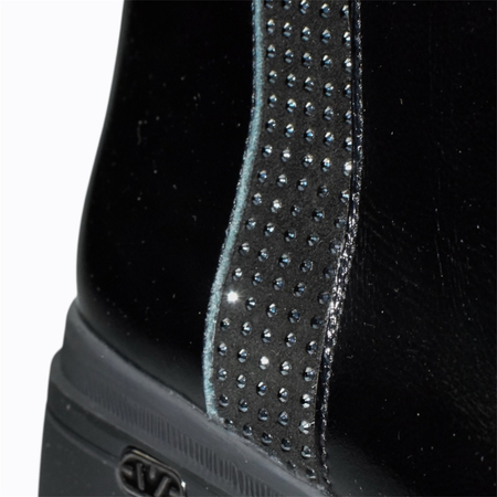 Skórzane czarne botki damskie Sarvina