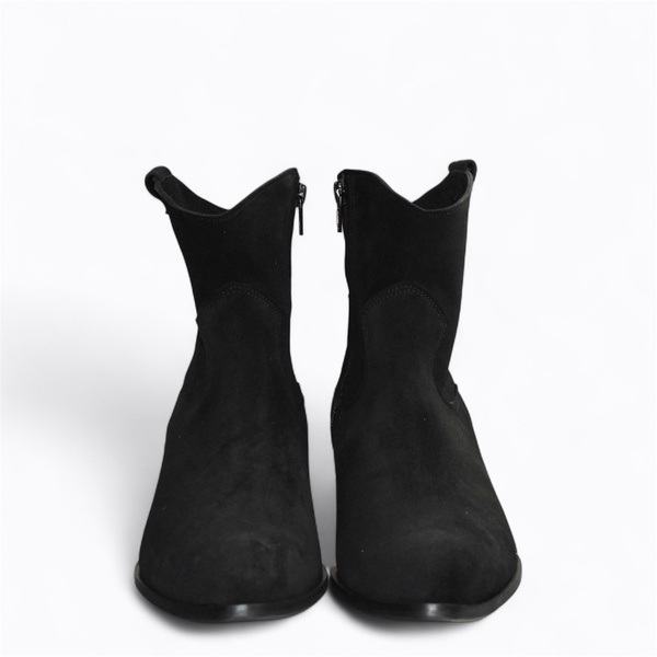 Eferine Women's Black Leather Cowboy Boots