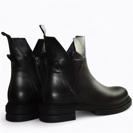 Simirel Women's Black Leather Ankle Boots