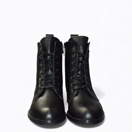 Skórzane czarne trzewiki damskie Hesline