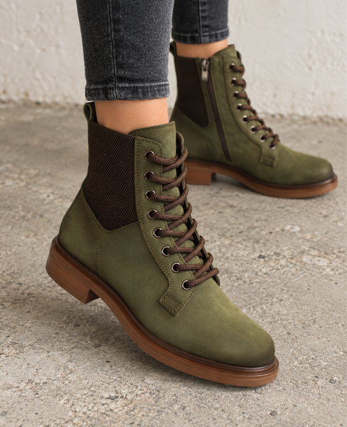 Elandra Women's Green Leather Boots
