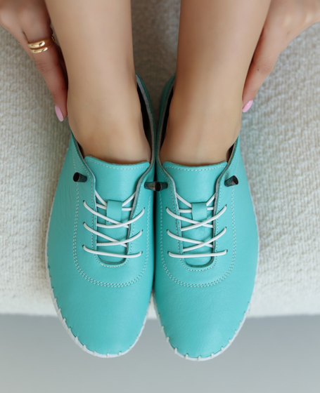 Rivessa Women's Mint-Colored Leather Low-Top Shoes