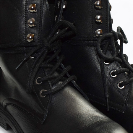 SKÓRZANE CZARNE TRZEWIKI DAMSKIE TIVALIN