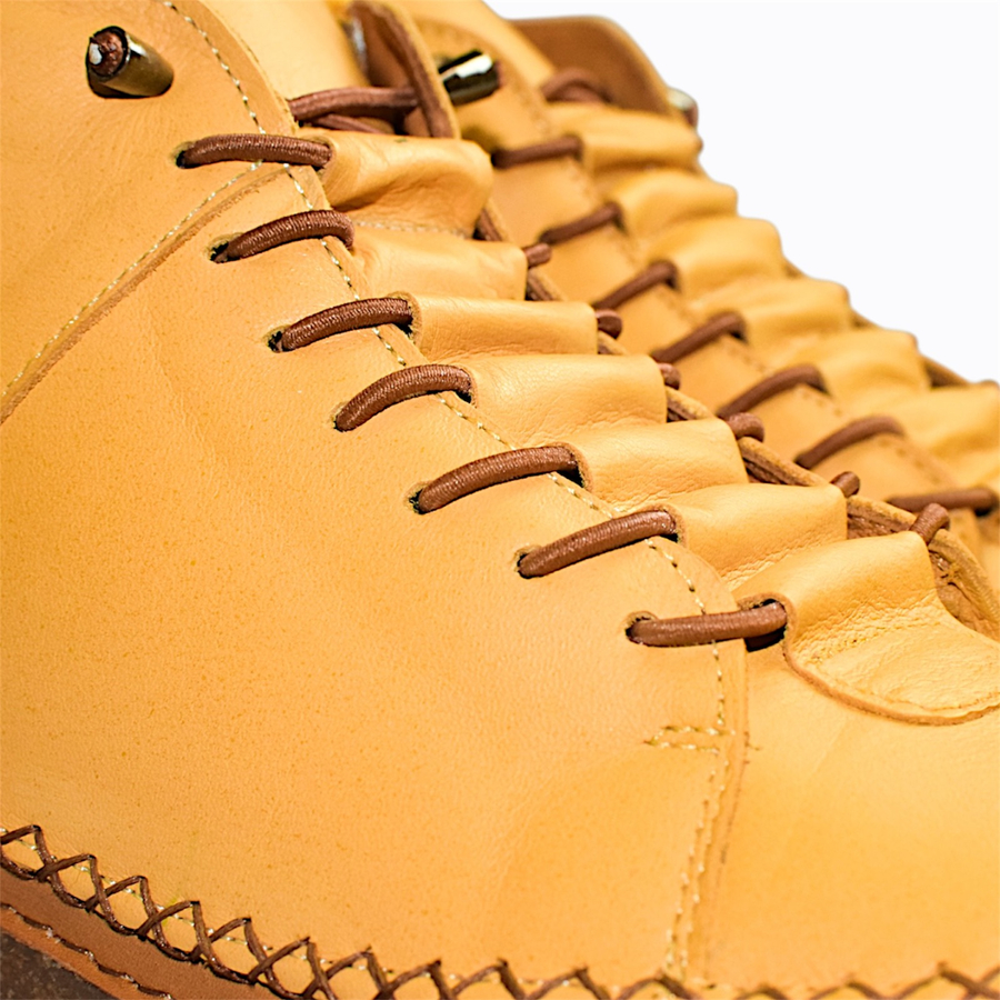 Skórzane musztardowe trzewiki damskie Cyrinna