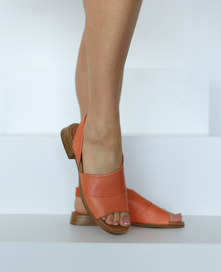 Alejandri Orange Leather Women's Sandals