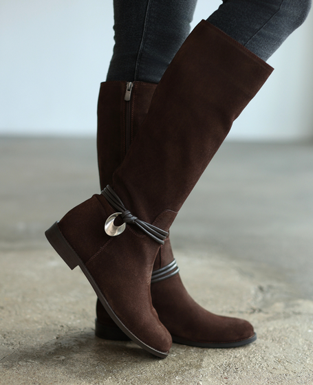 Nerovia Women's Leather Chocolate-Brown Knee-High Boots