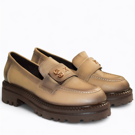 Fenoria Women's Taupe Leather Loafers