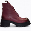 SKÓRZANE BORDOWE BOTKI DAMSKIE GENEVRA