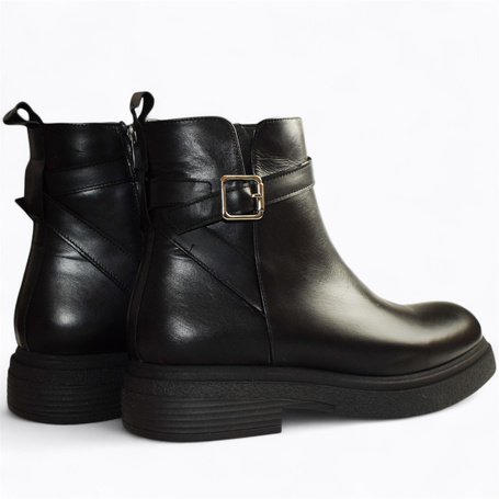 Kessina Women's Black Leather Ankle Boots