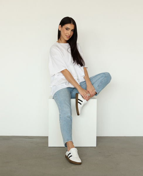 Skórzane białe sneakersy damskie Magline