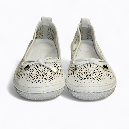 Ersinea Women's White Leather Low-Cut Shoes