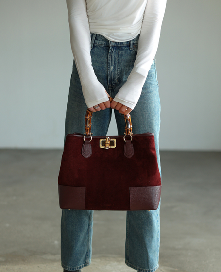 Esvaldi Wiśnia – Large Women's Suede Handbag