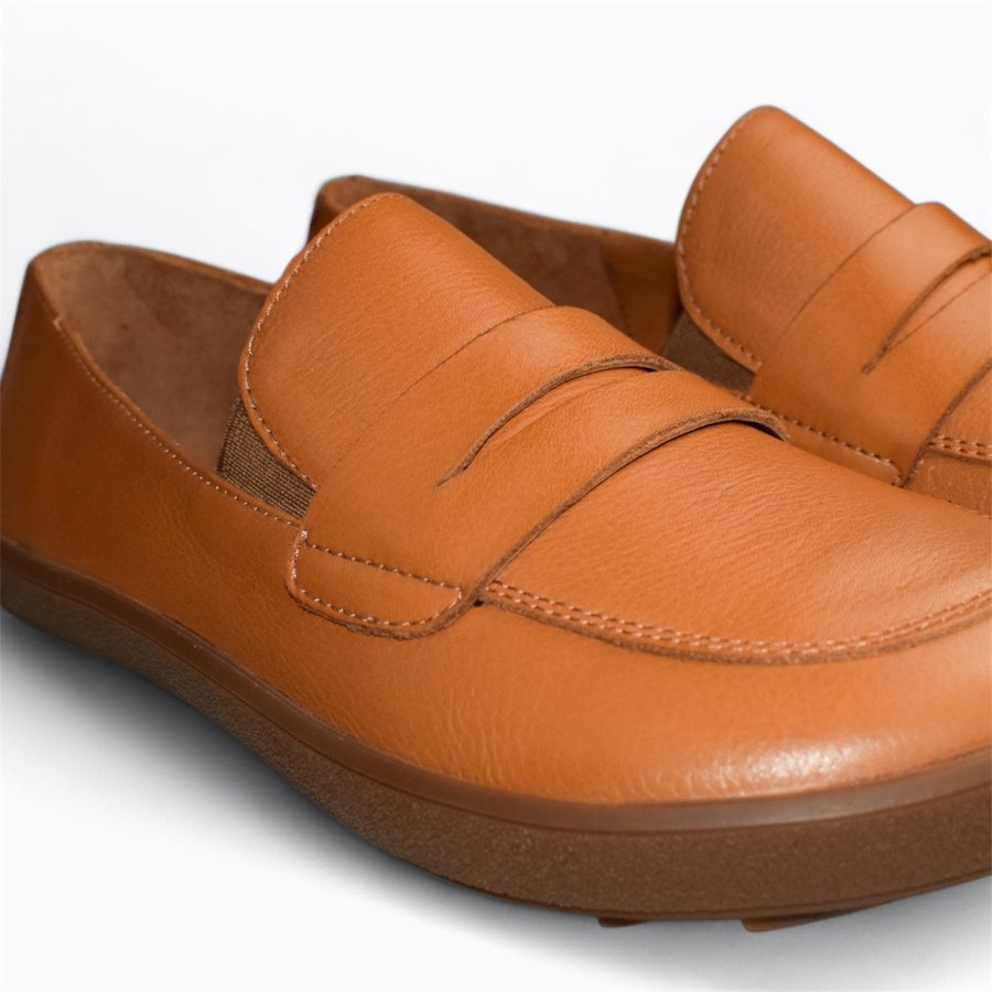 Skórzane rude półbuty damskie barefoot Fenaria