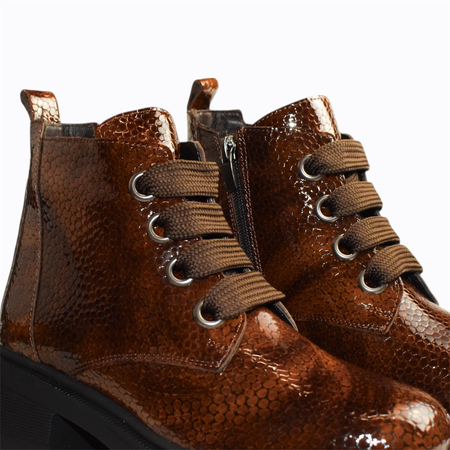 Skórzane brązowe botki damskie Jesmira