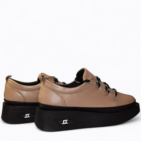 Lesmari Women's Gray Leather Low-Top Shoes