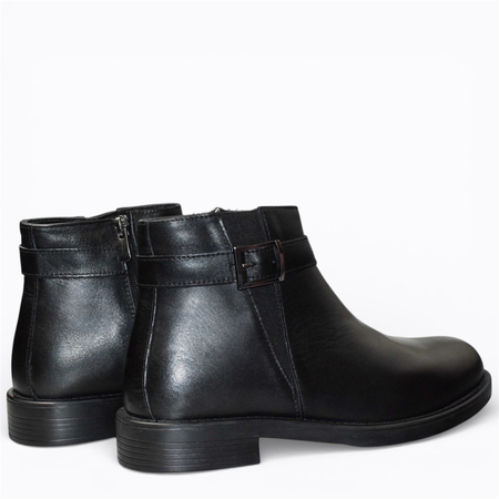 SKÓRZANE CZARNE BOTKI DAMSKIE TIRELIS