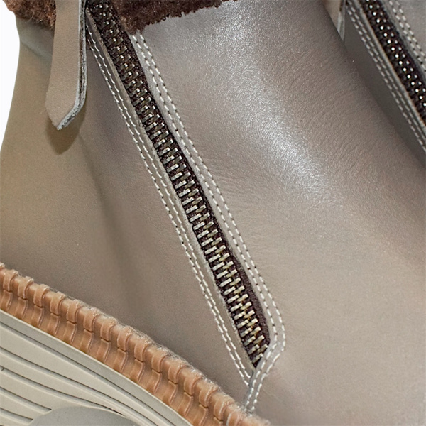 Fallora Women's Gray Leather Ankle Boots