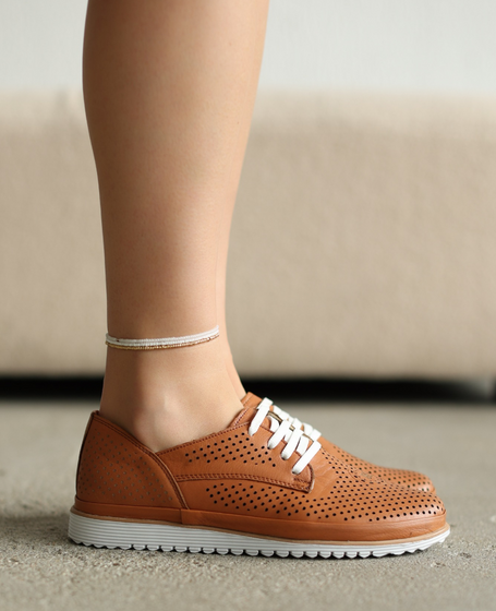 Larimea Women's Red Leather Low-Cut Shoes