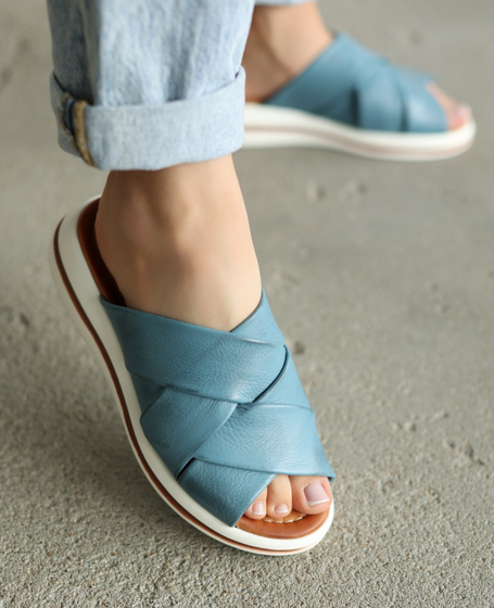 Palvini Women's Leather Denim Flip-Flops
