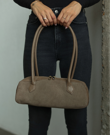 Mithena Taupe - Leather Shoulder Bag