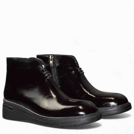 SKÓRZANE CZARNE BOTKI DAMSKIE RENISSA