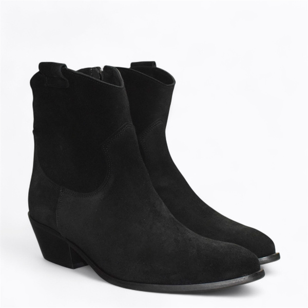 Eferine Women's Black Leather Cowboy Boots