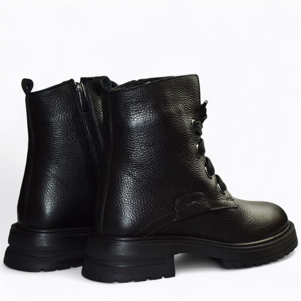 Trenisa Women's Black Leather Ankle Boots