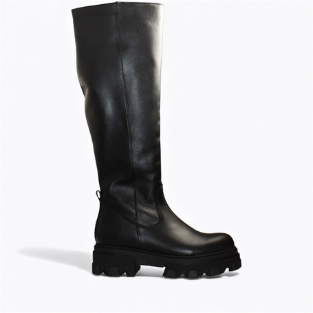 Bernita Women's Black Leather Knee-High Boots