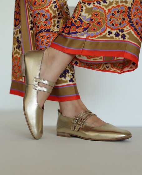 Albrika Women's Leather Gold Loafers