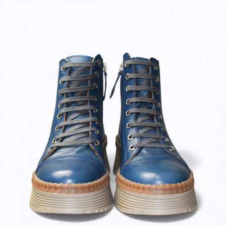 SKÓRZANE DENIMOWE TRZEWIKI DAMSKIE OMIRETI