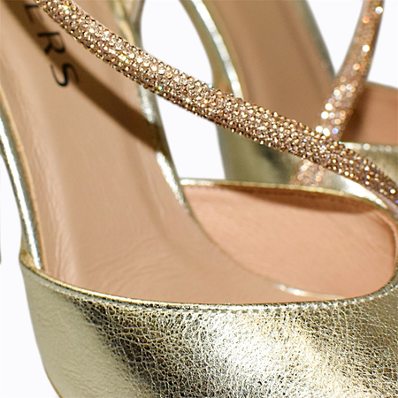 SKÓRZANE ZŁOTE CZÓŁENKA DAMSKIE RESTINE