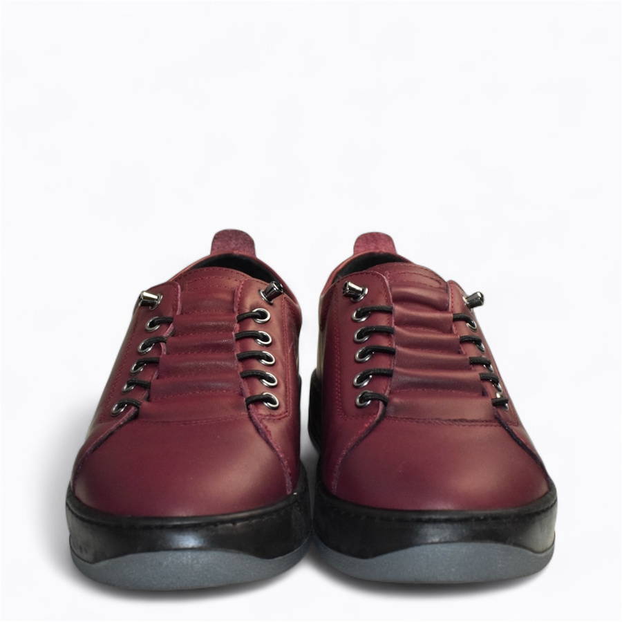 Skórzane bordowe sneakersy damskie Arestia